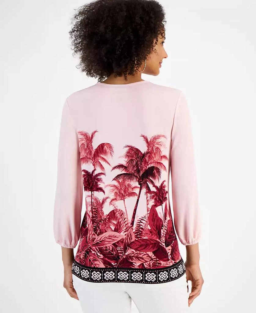 JM Collection Women's Oasis Palm Chain-Trim Top, Created for Macy's 2