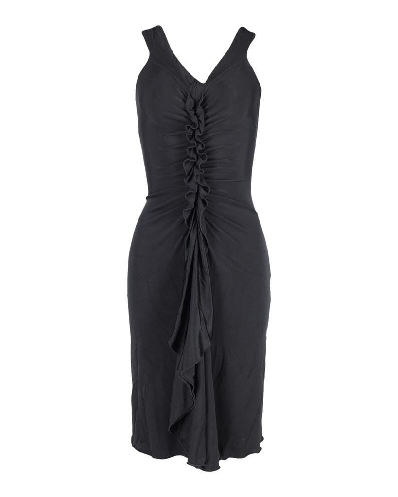 Temperley London Ruffle Midi Dress in Black Viscose