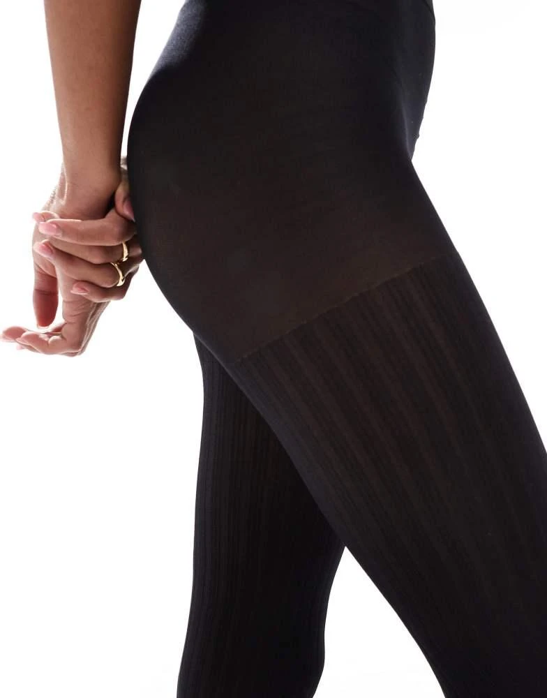 ASOS ASOS DESIGN ribbed tights in black 3