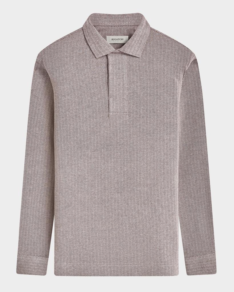 BUGATCHI Men's Chevron Self-Collar Polo Shirt
