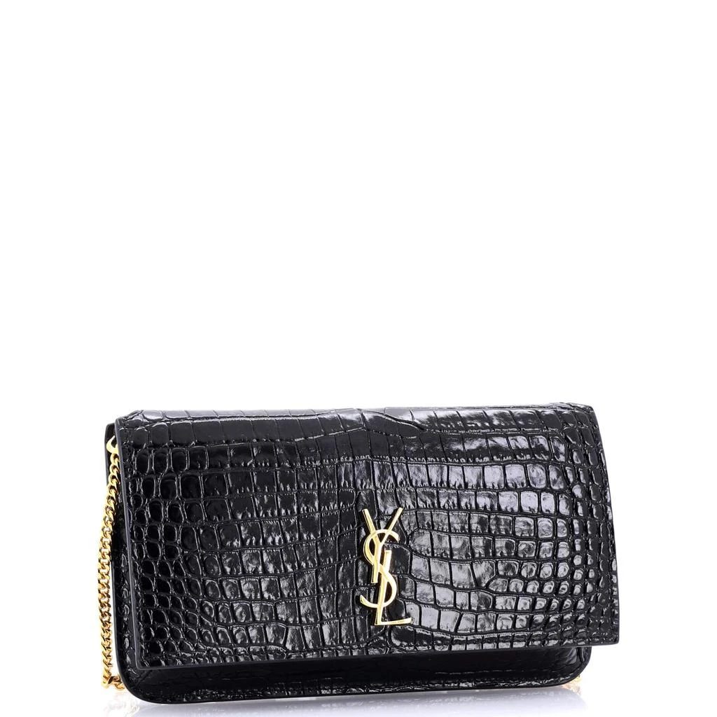 Yves Saint Laurent Classic Monogram Phone Holder Shoulder Bag Crocodile Embossed Leather 2