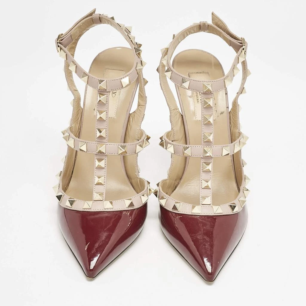 Valentino Valentino Burgundy Patent Leather Rockstud Ankle Strap Pumps Size 38 3
