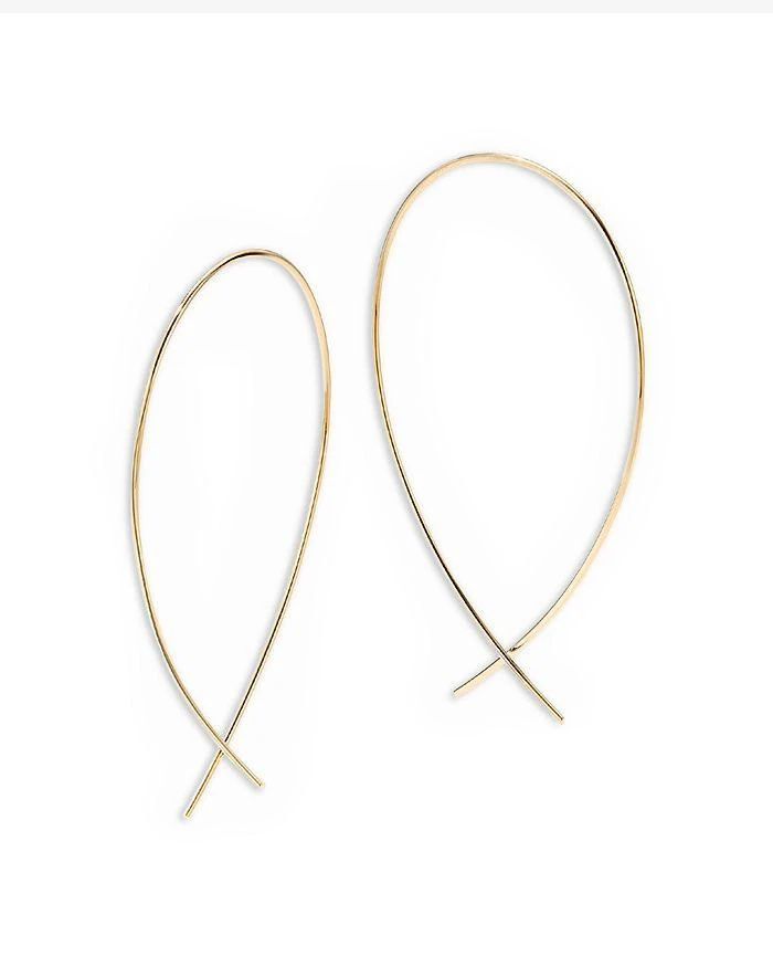 LANA Jewelry 14K Yellow Gold or 14K White Gold Upside Down Hoop Threader Earrings