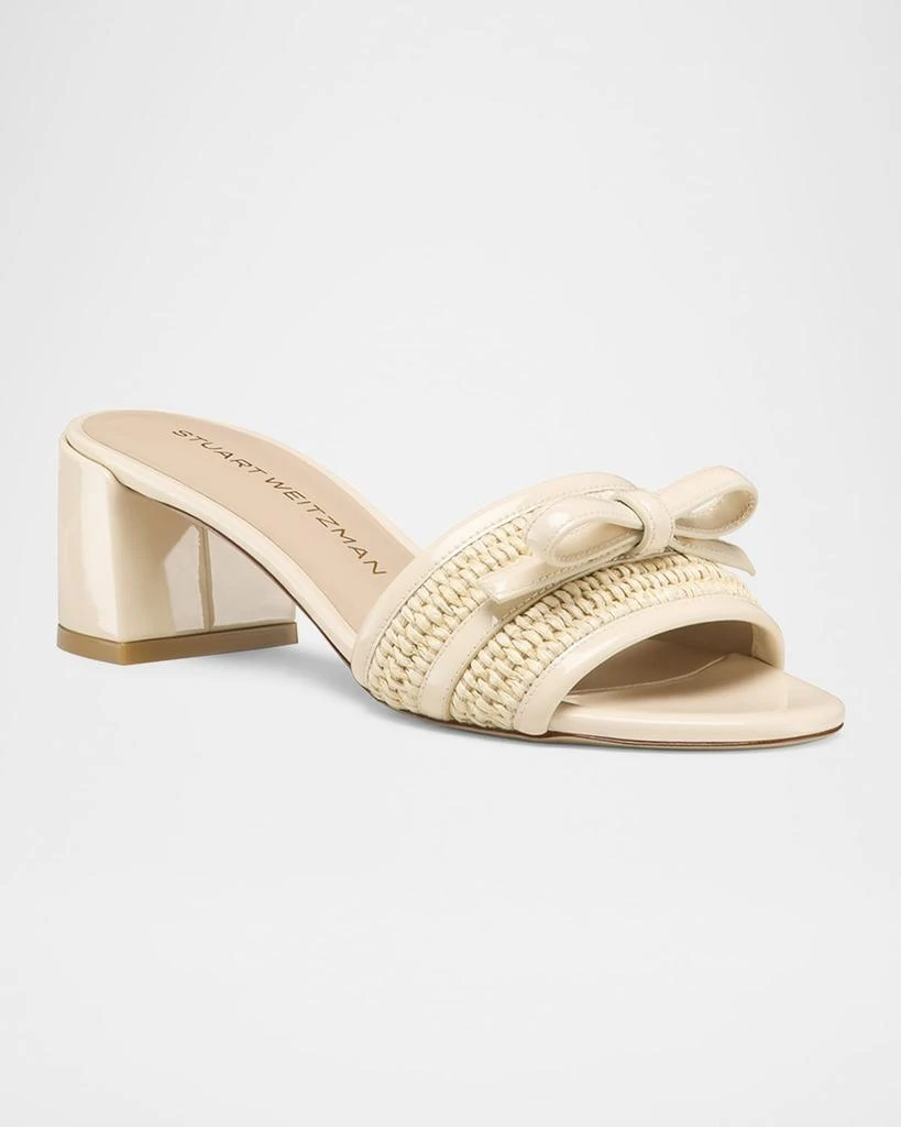 Stuart Weitzman Felicity Raffia Bow Mule Sandals 2