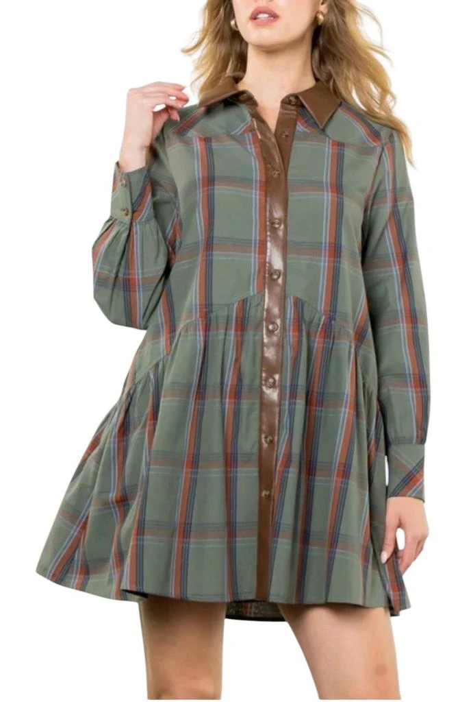 Shop Plaid And Leather Dress In Green on Sale at BeyondStyle  Get 30% Off  Plaid And Leather Dress In Green with Limited-Time Flash Deals, Exclusive  Discounts, and Special Offers. Enjoy Unbeatable