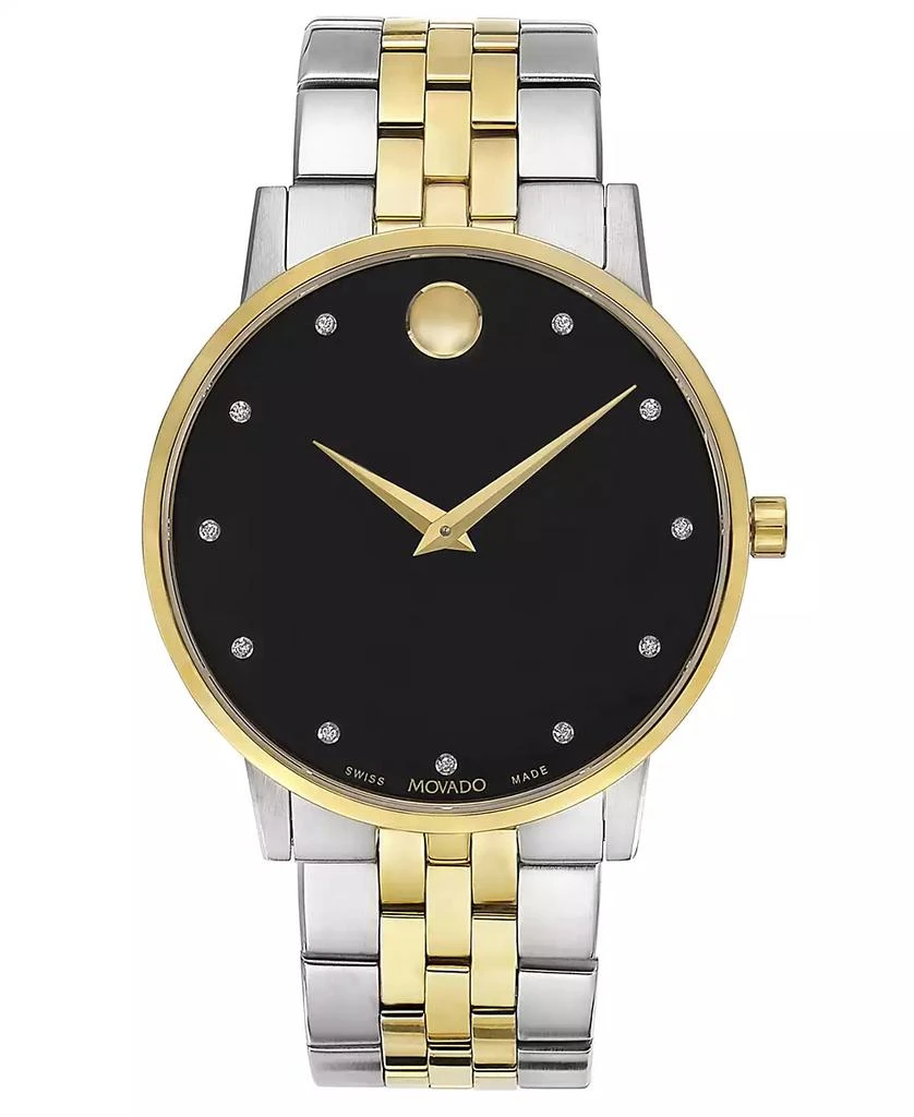 Movado Men's Swiss Museum Classic Diamond-Accent Two-Tone PVD Stainless Steel Bracelet Watch 40mm 8