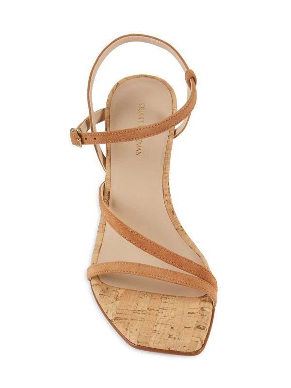 Stuart Weitzman Oasis 50MM Suede Cork Wedge Sandals 5