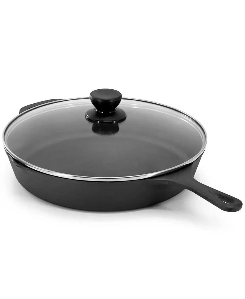 MegaChef 12 Inch Pre-Seasoned Cast Iron Skillet with Tempered Glass Lid 5