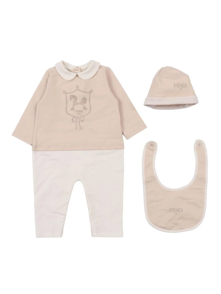 Fendi Fendi Kids Printed Sleepsuit Hat And Bib Set