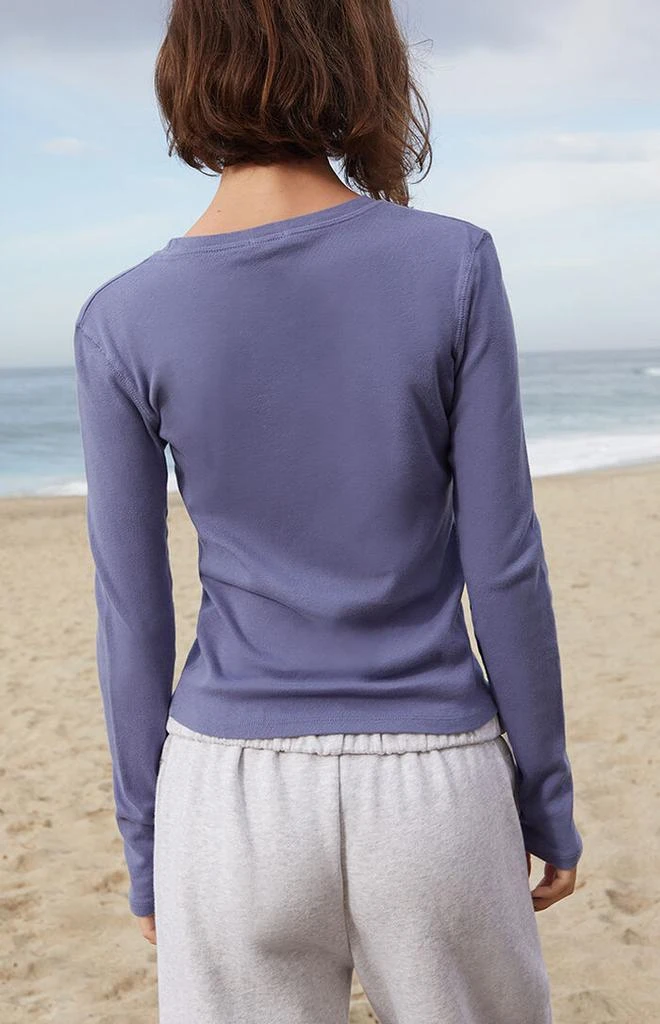 John Galt Blue Ainsley Long Sleeve Crop Top 3