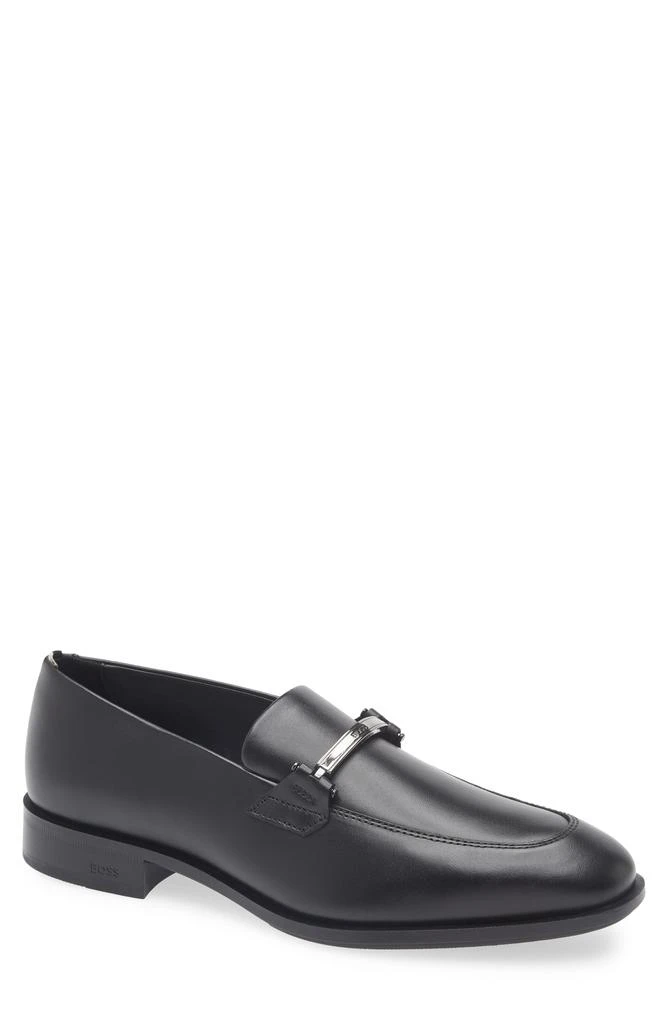 HUGO BOSS Classic Black Leather Men\'s Loafers Colby style made Italy size 8.5 Hugo Boss Colby Black Leather Bit Loafers - Men main image 4