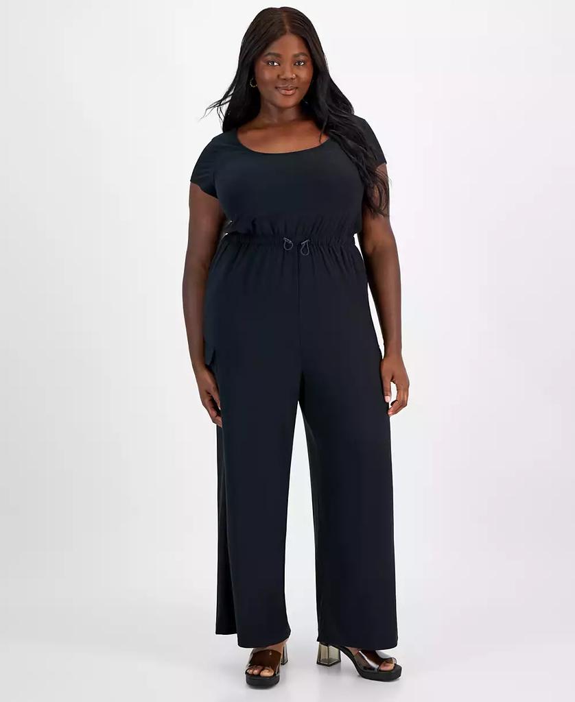 Derek Heart Trendy Plus Size Scoop-Neck Cap-Sleeve Jumpsuit
