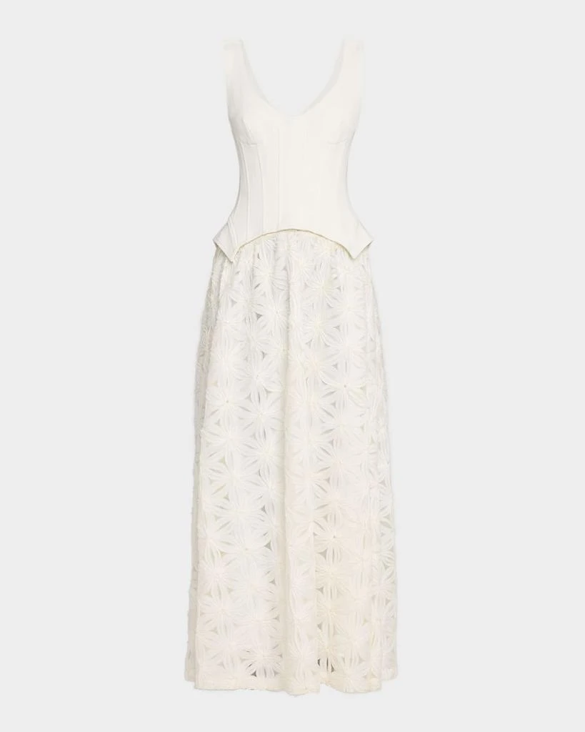 SIMKHAI Bryony Sleeveless Corset Lace Midi Dress