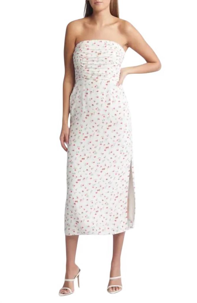Wayf Wayf - Birdie Ruched Strapless Midi Dress