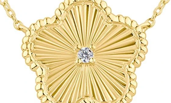 Kenneth Jay Lane Cubic Zirconia Textured Clover Pendant Necklace 3