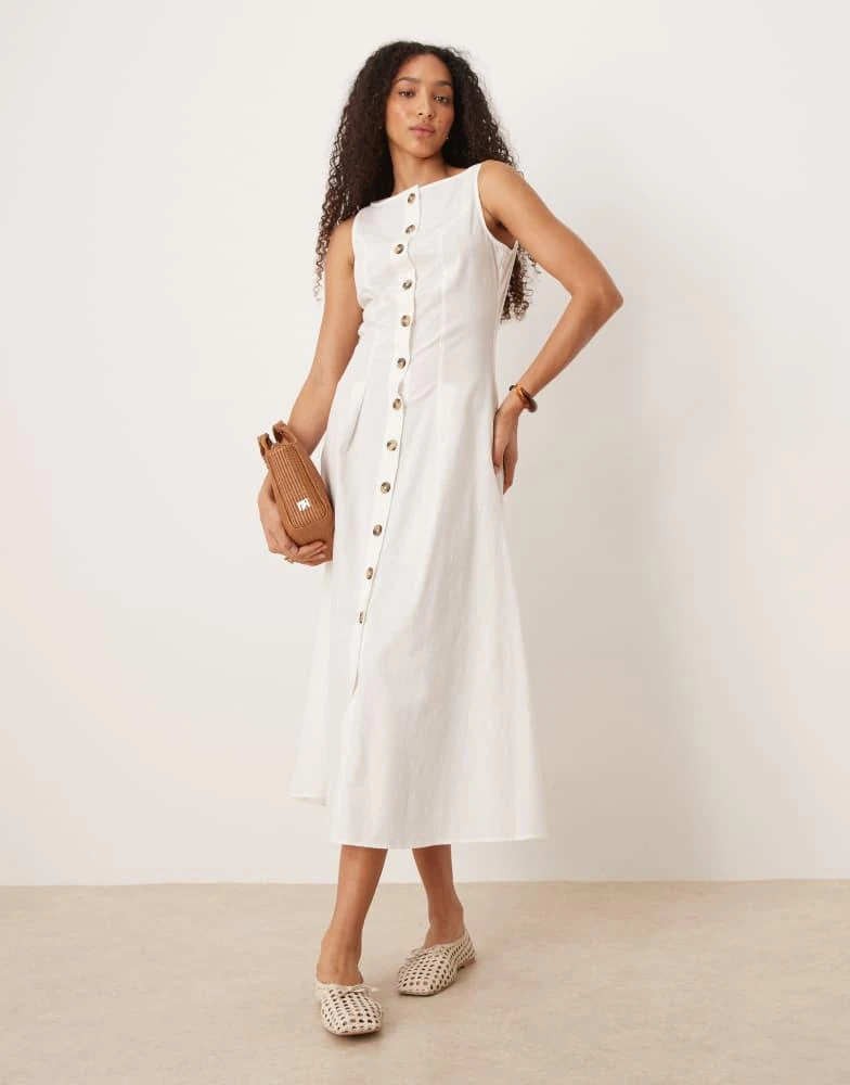 waistcoat midi dress Blush Coast Lisa Tan Waistcoat Gold Button Detail Midi Dress