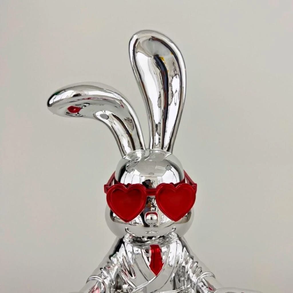 Finesse Decor Sitting Rabbit with Red Tie and Glasses 3