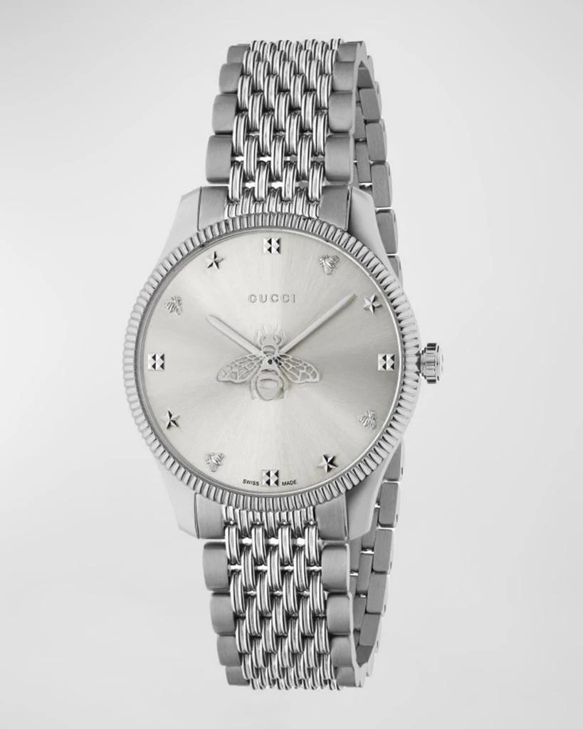 Gucci 36mm G-Timeless Bee Watch with Bracelet Strap, Silver 2