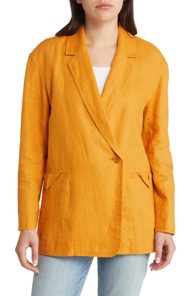 Madewell Double Breasted Crossover Linen Blazer 4