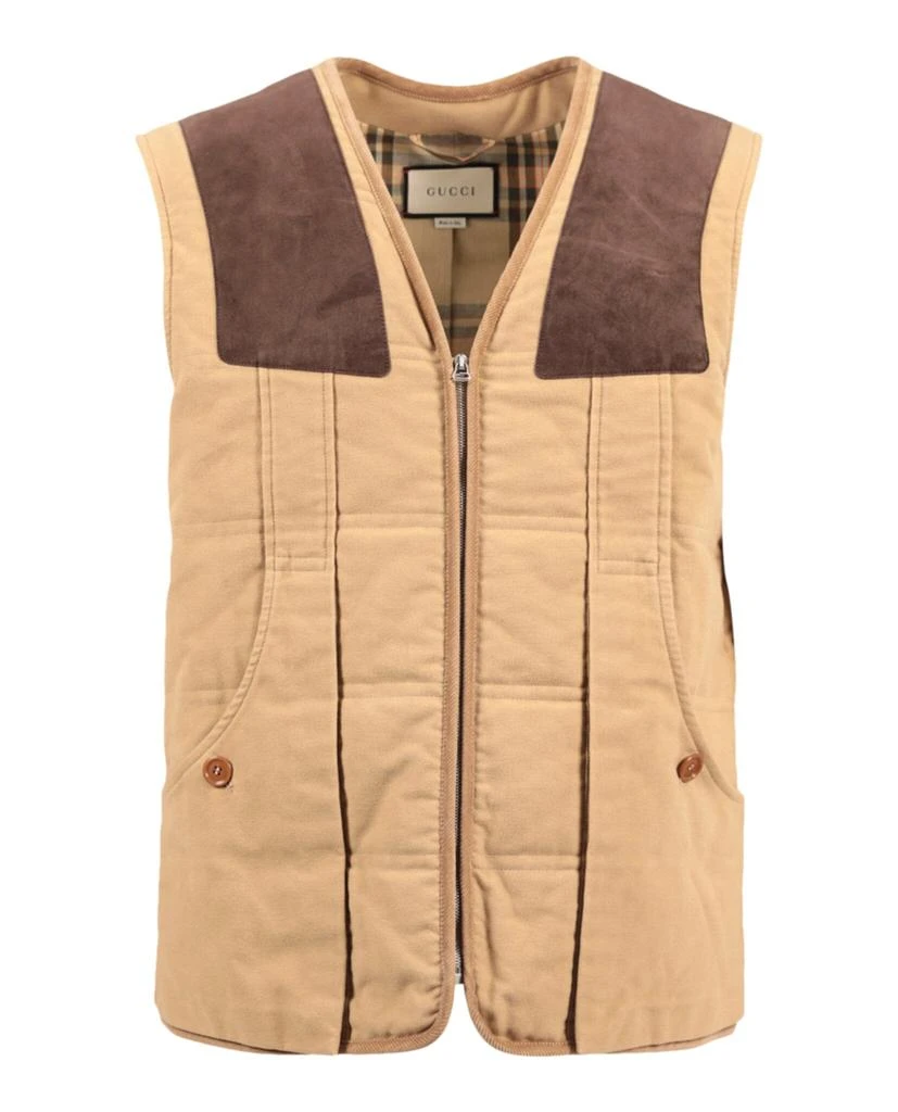 Gucci Moleskin Vest With Suede Details