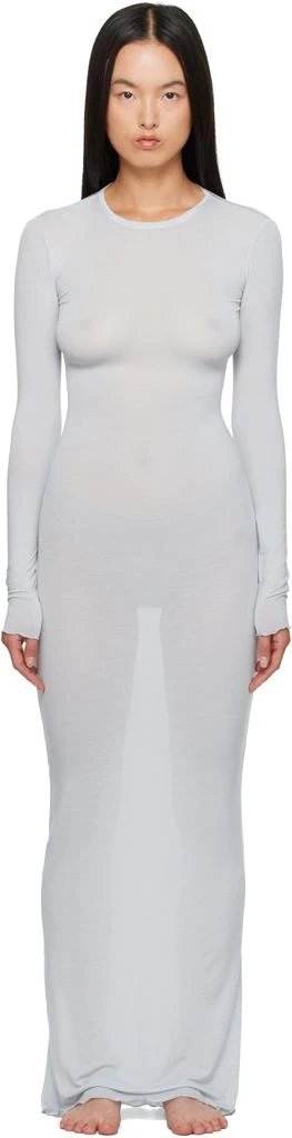 SKIMS SSENSE Exclusive Blue Sheer Modal Long Sleeve Maxi Dress 1