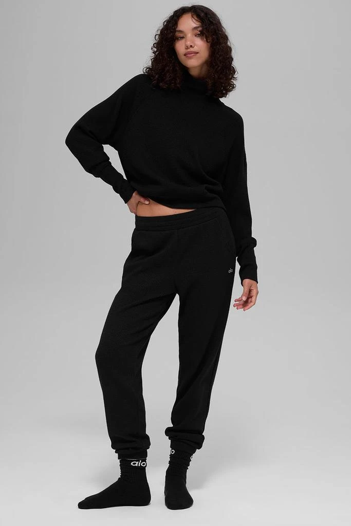 Alo Waffle Weekend Escape Mock Neck Long Sleeve - Black 5