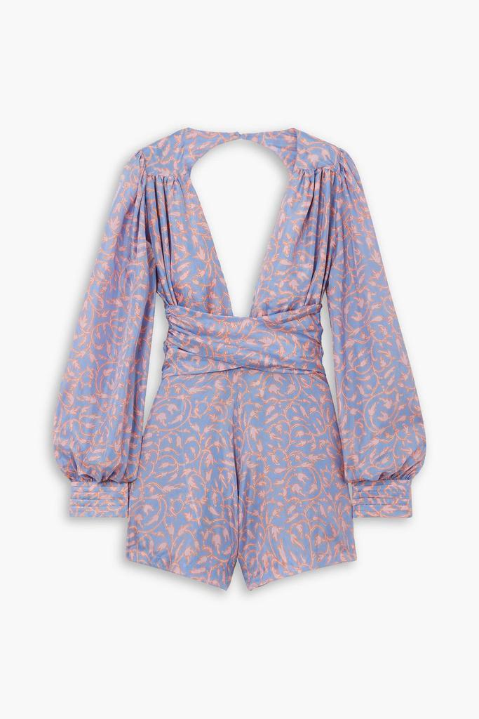 HANNAH Charlee open-back printed silk-habotai playsuit