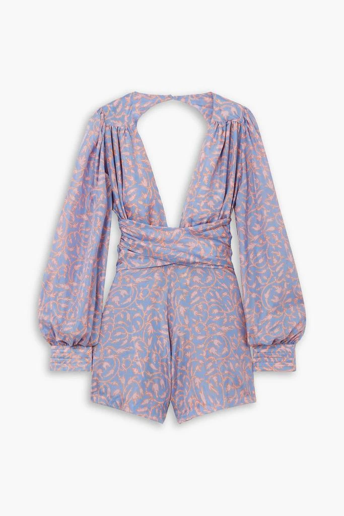 HANNAH Charlee open-back printed silk-habotai playsuit 1