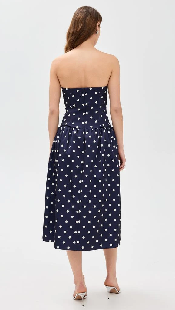 Self Portrait Navy Polka Dot Satin Midi Dress 2