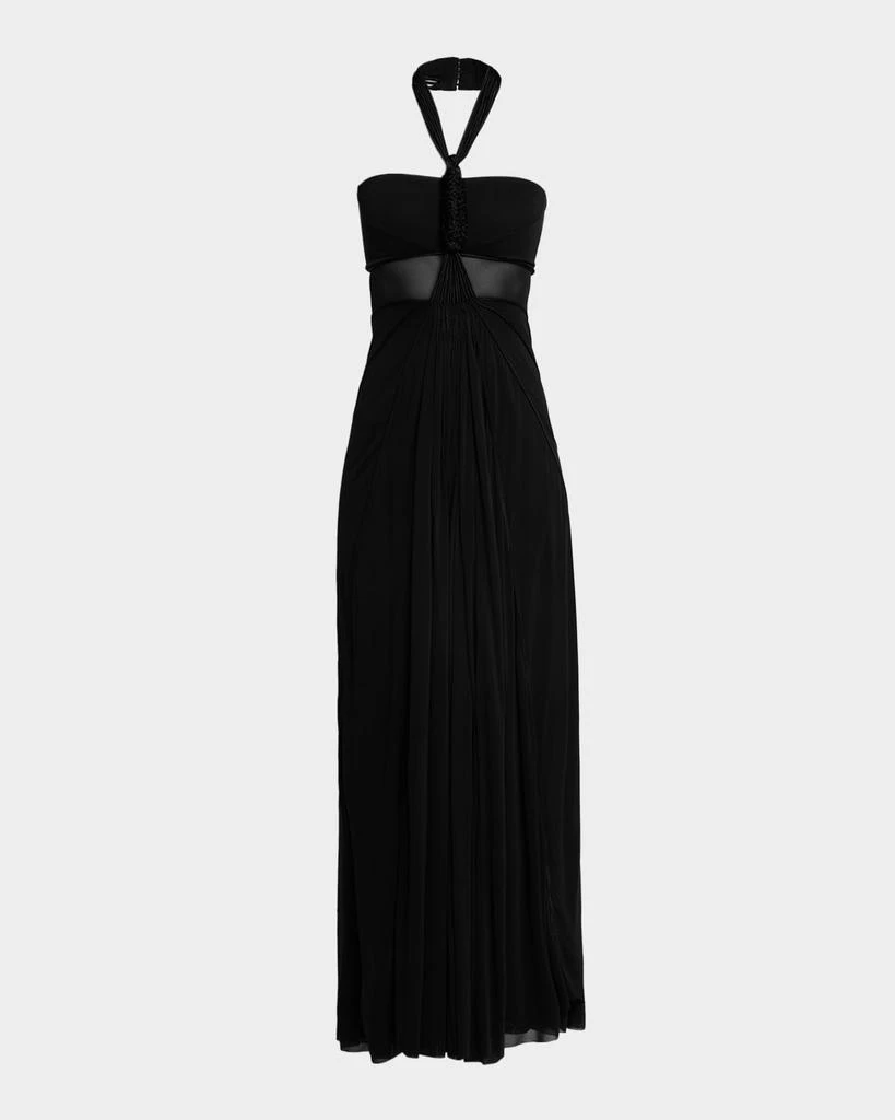 Christopher Esber Solea Corded Halter Dress in Black Size 4