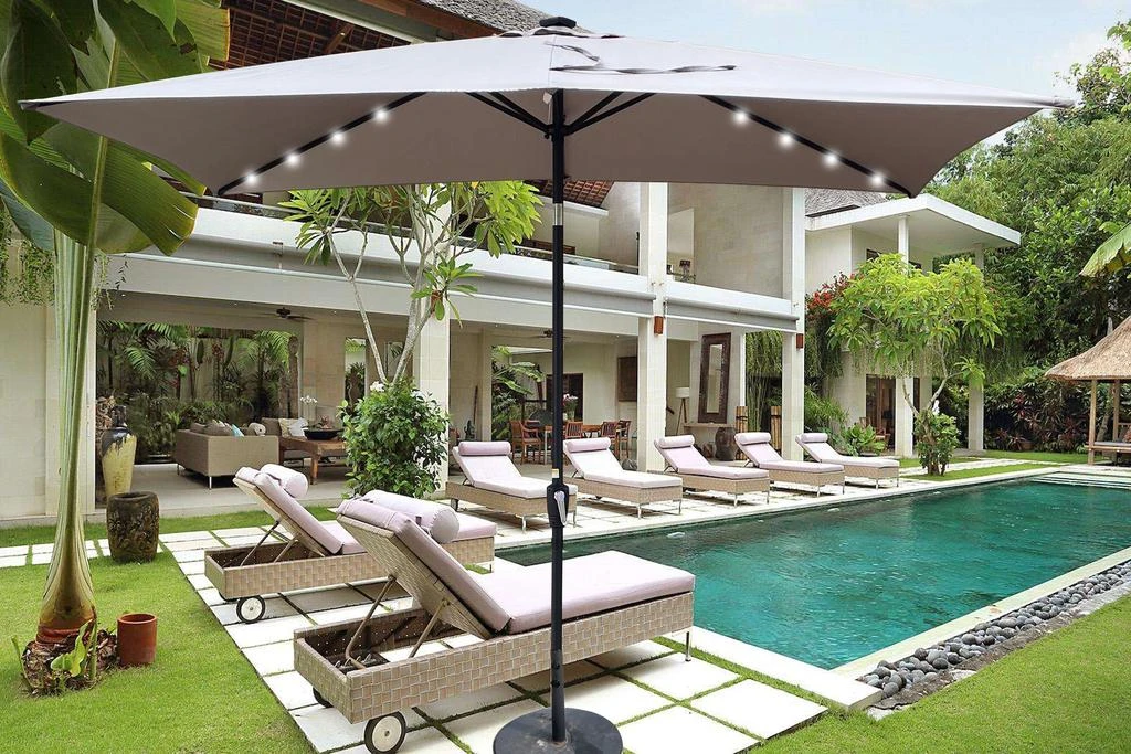Streamdale Furniture Streamdale Solar LED Patio Umbrella: Crank