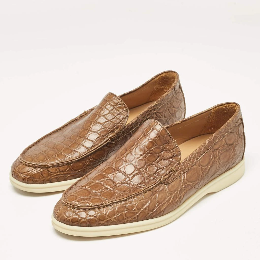Loro Piana Loro Piana Brown Crocodile Leather Summer Walk Loafers Size 41 2
