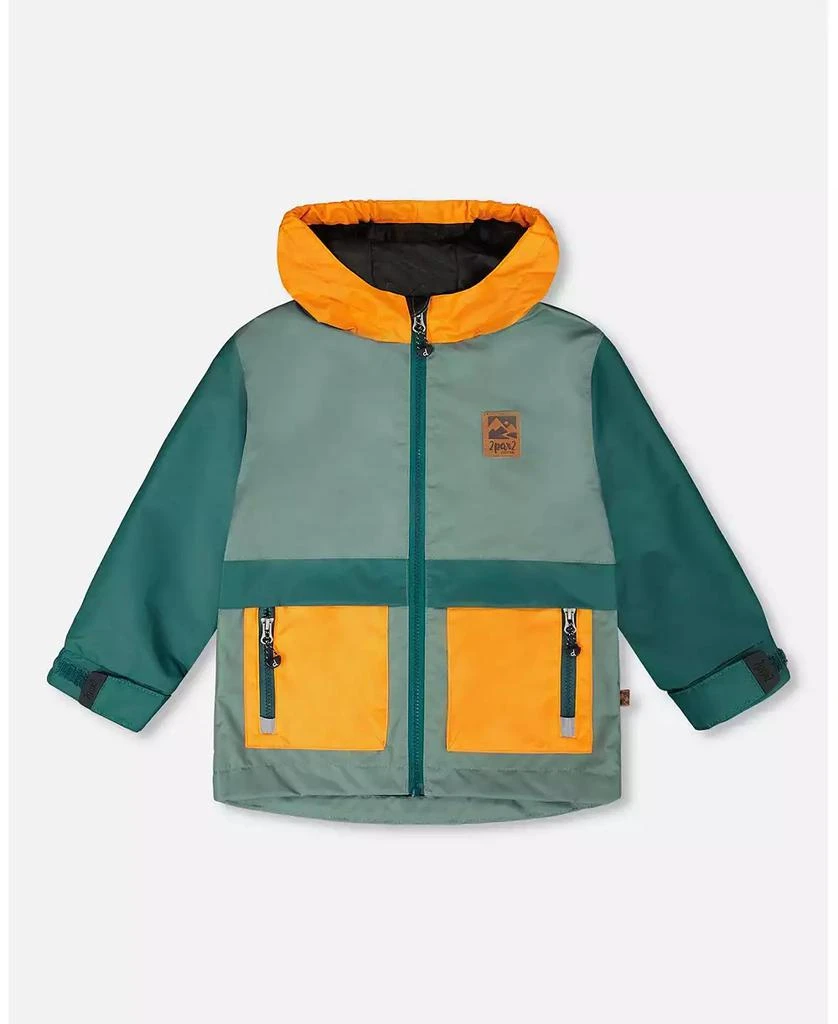 Deux par Deux Big Boys Mid-Season Jacket Dark Green and Orange
