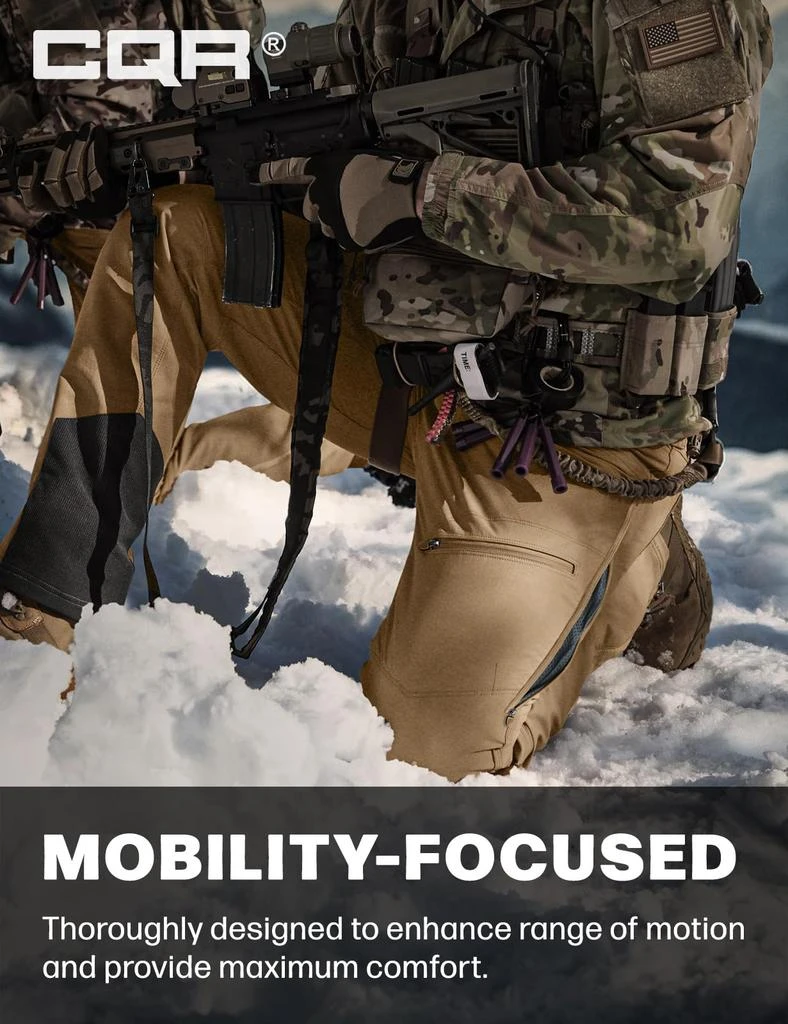 CQR CQR Men’s Softshell Fleece Lined Winter Hiking Pants, Water Resistant Insulated Thermal, Outdoor Tactical Warm Snow Ski Pants 6