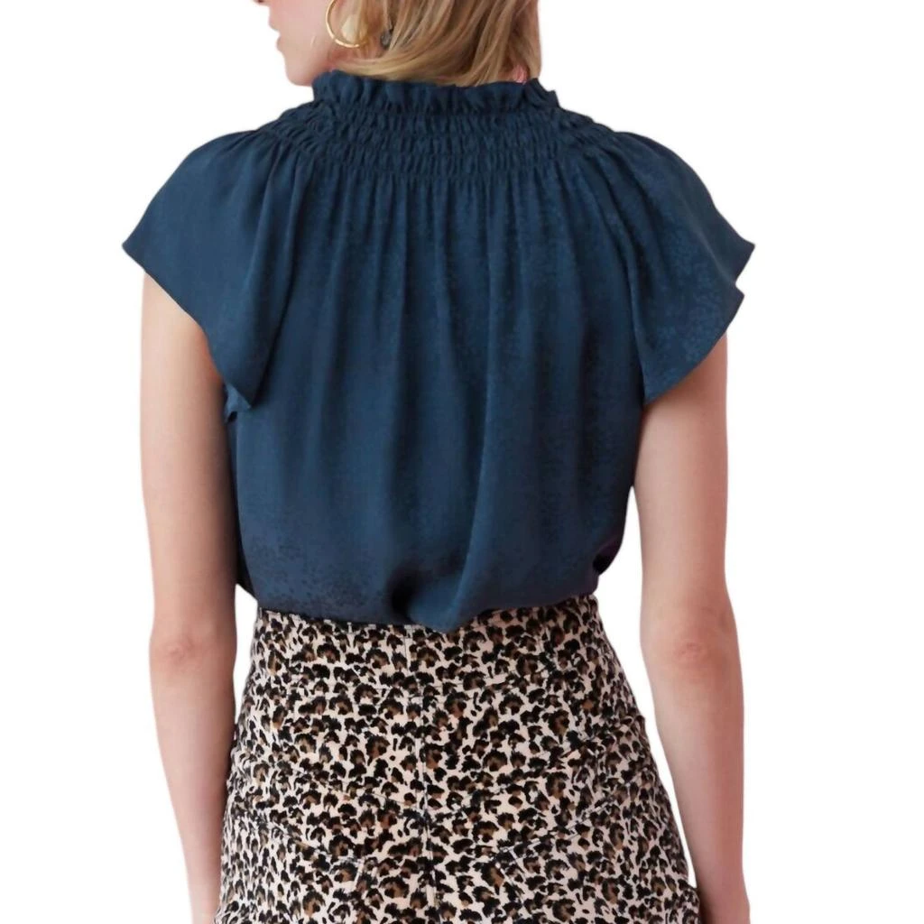Rebecca Taylor Rebecca Taylor - V Neck Floral Silk Jacquard Short Sleeved Blouse 3