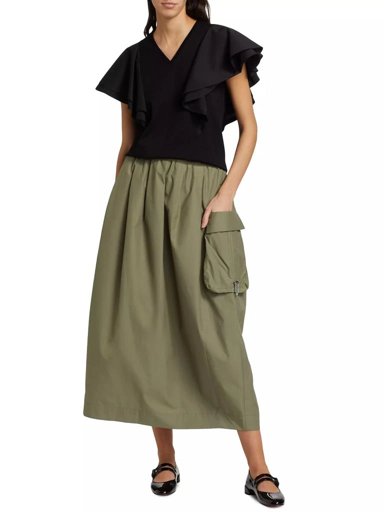 Barneys New York Cotton Ruffled V-Neck T-Shirt 2
