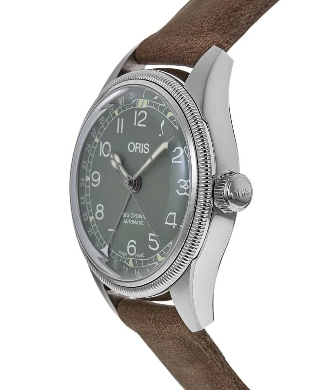 Oris Oris Big Crown Pointer Date Green Dial Brown Leather Strap Unisex Watch 01 754 7749 4067-07 5 17 68G 3
