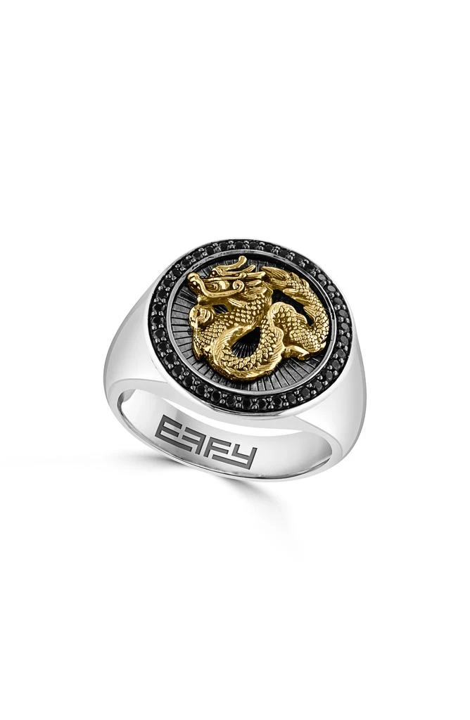 Effy Men's Sterling Silver Black Spinel Dragon Ring 1