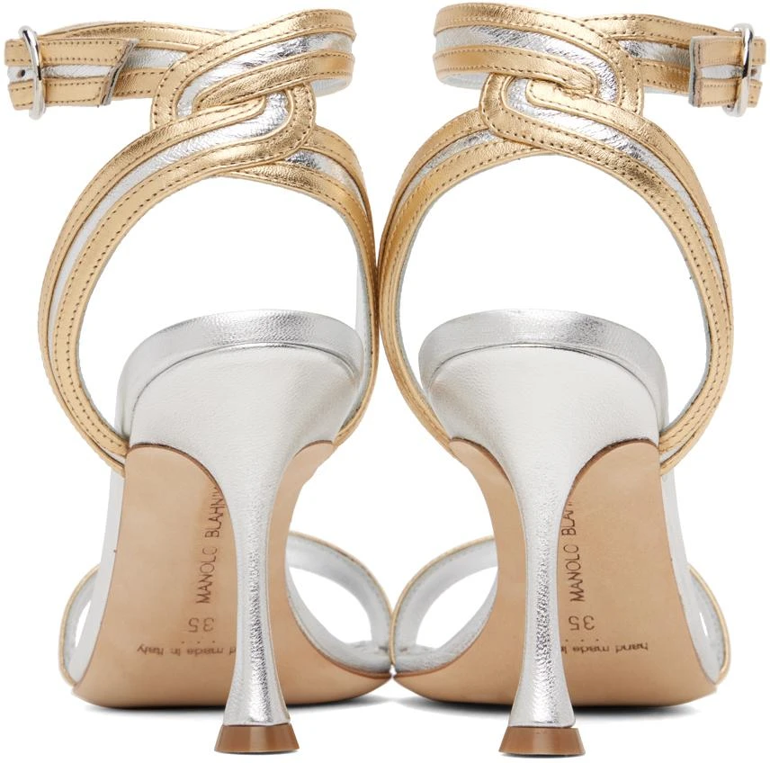 Manolo Blahnik Silver & Gold Chongasa Heeled Sandals 2