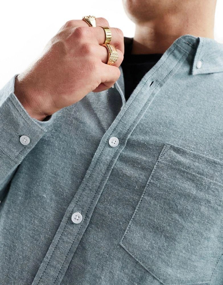 ASOS ASOS DESIGN slim fit oxford shirt in yarn dye teal green 3