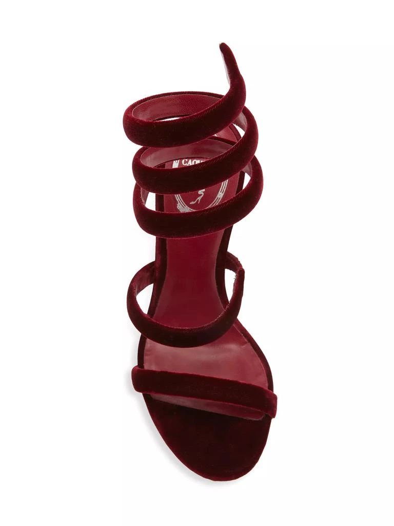 Rene Caovilla Cleo 105MM Velvet Wrap Stiletto Sandals 5