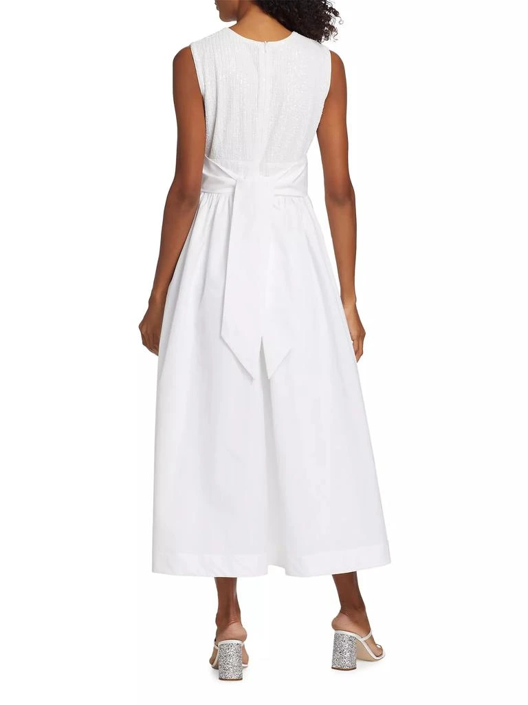 LDT Mixed Media V- Neck Midi-Dress 9