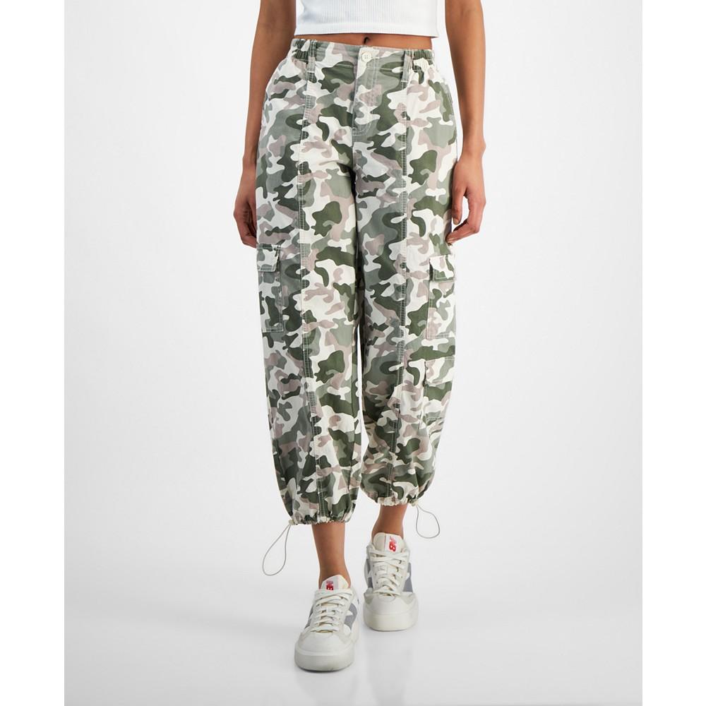 Celebrity Pink Juniors' Camo-Print Drawcord-Hem Parachute Pants