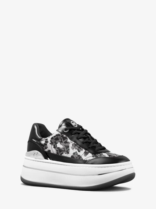 Michael Kors Hayes Leopard Logo and Leather Platform Sneaker 1