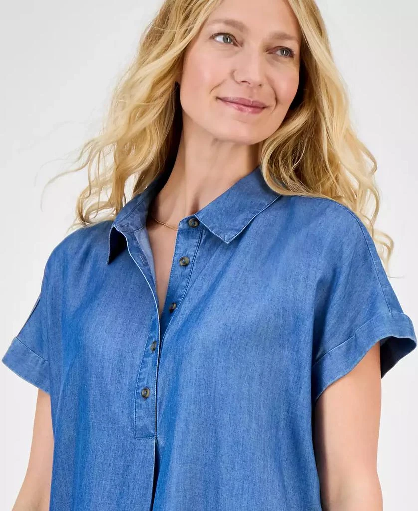 Style & Co Women's Chambray Short-Sleeve Shirtdress, Exclusively at Macy's 4