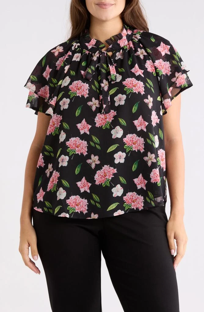 Floral Flutter Sleeve Top
