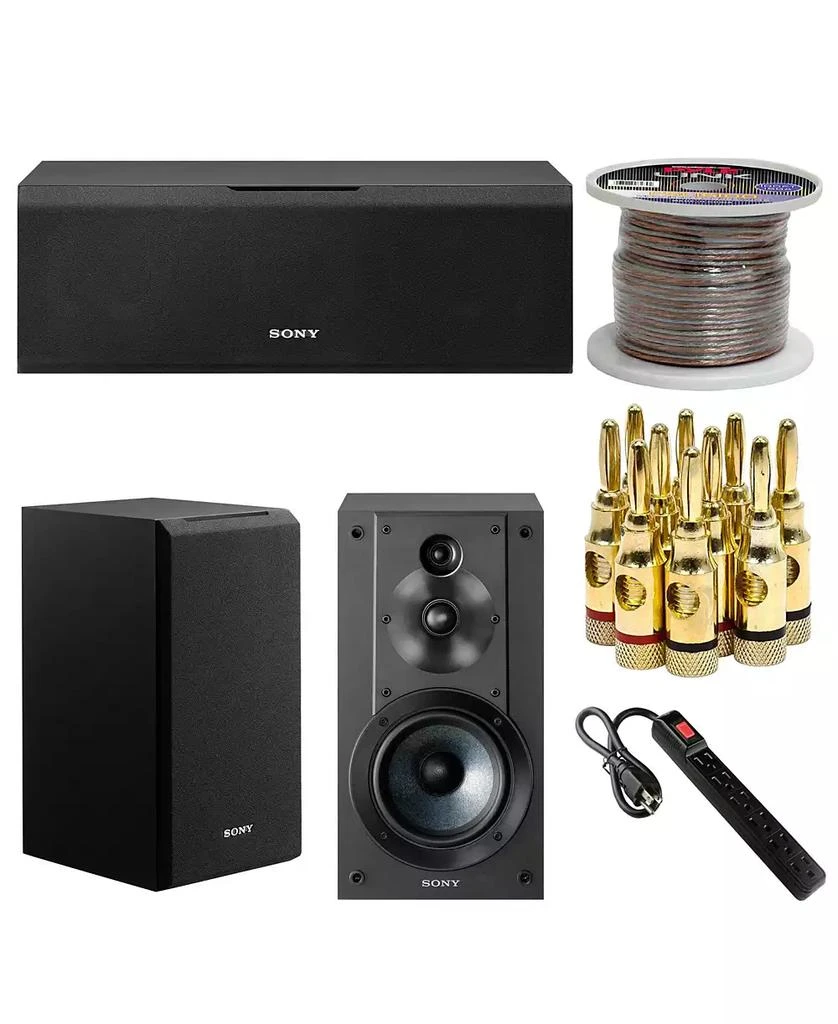 SONY SSCS8 Center Channel Speaker w/ Pair of Bookshelf Speakers & Speaker Wire 1