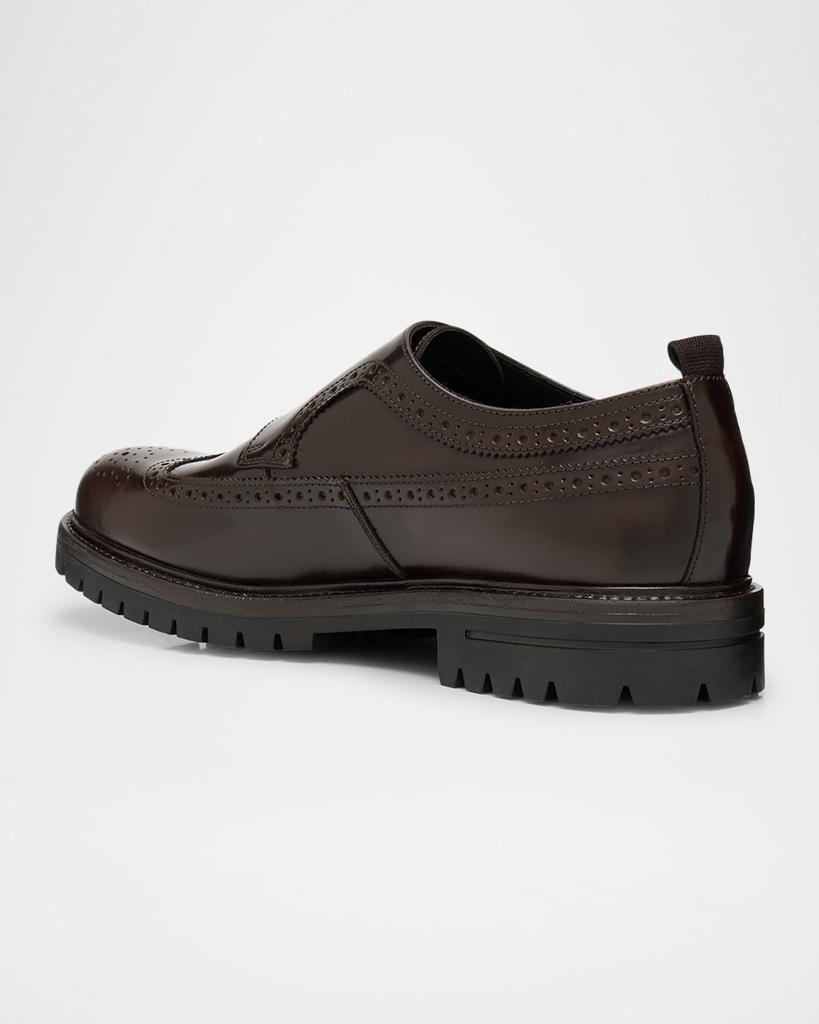 Paul Stuart Men's Marcelo Cordovan Wingtip Brogue Monk Strap Loafers