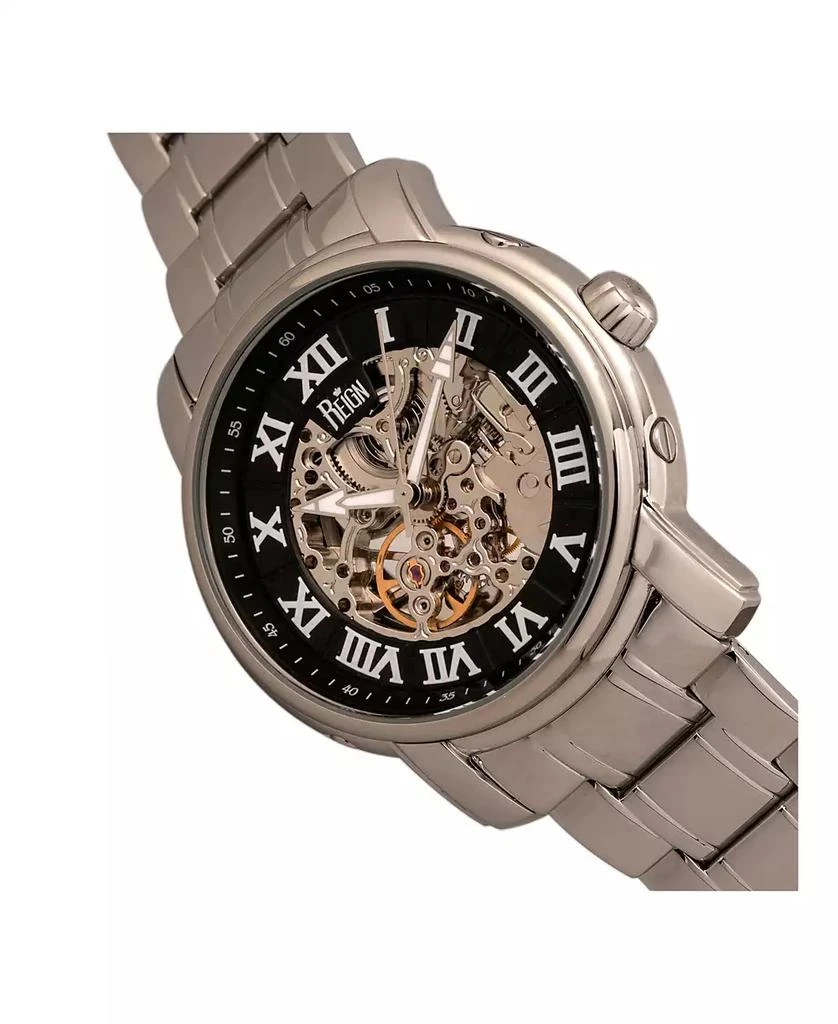 Reign Kahn Automatic Black Dial, Skeleton Silver Stainless Steel Watch 45mm 3