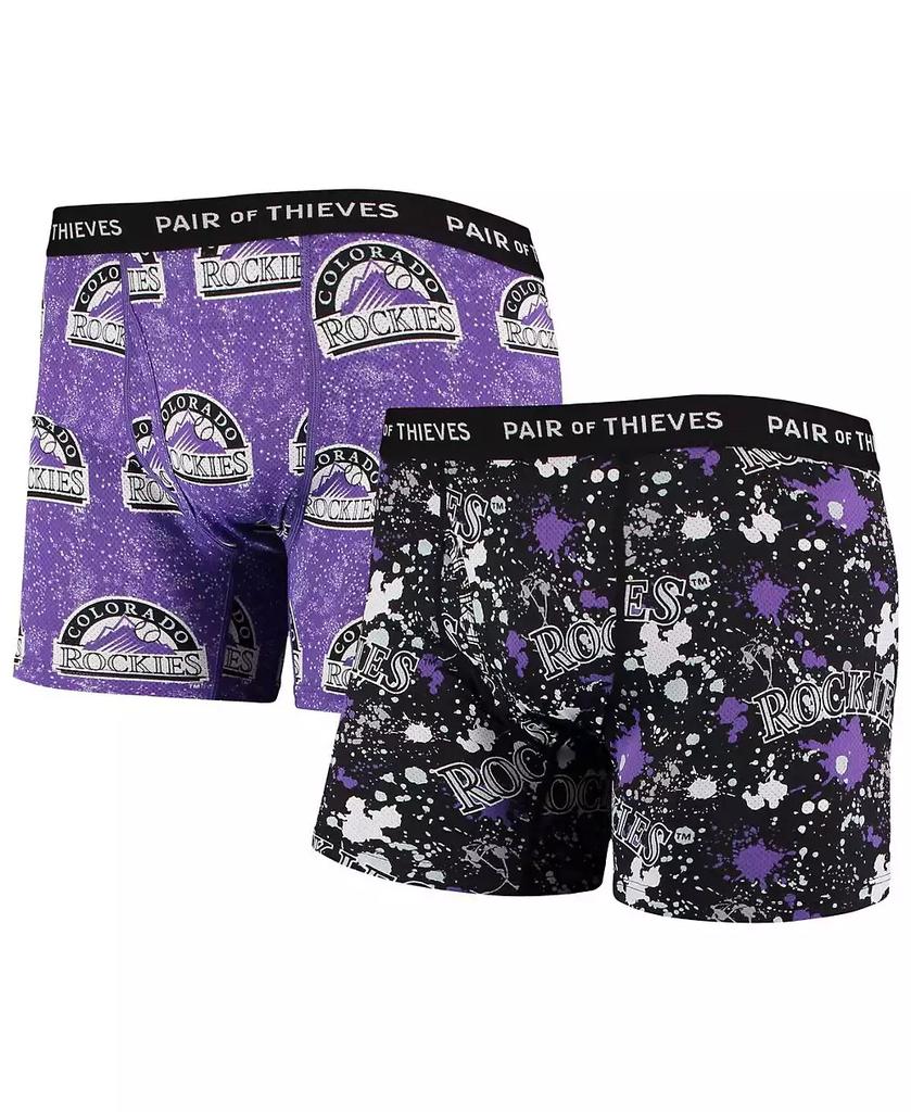 Pair Of Thieves Men's Black and Purple Colorado Rockies Super Fit 2-Pack Boxer Briefs Set
